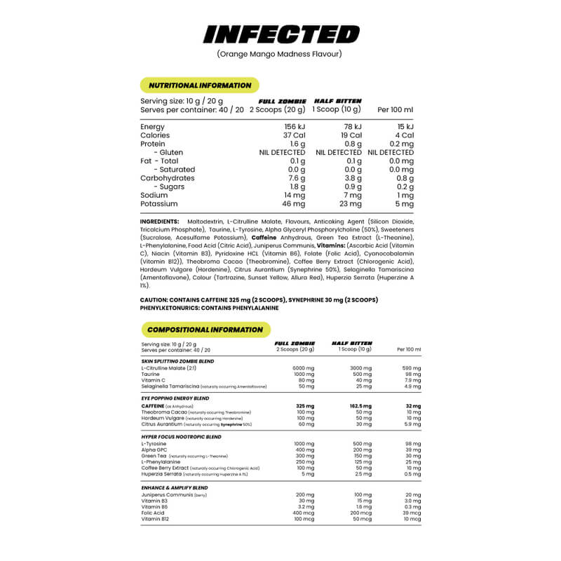 Zombie Labs Infected 40 serves Vanilla Cola